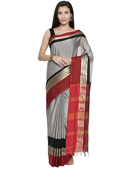 Womens Blended Cotton Saree (CCOPSC14070; Grey)