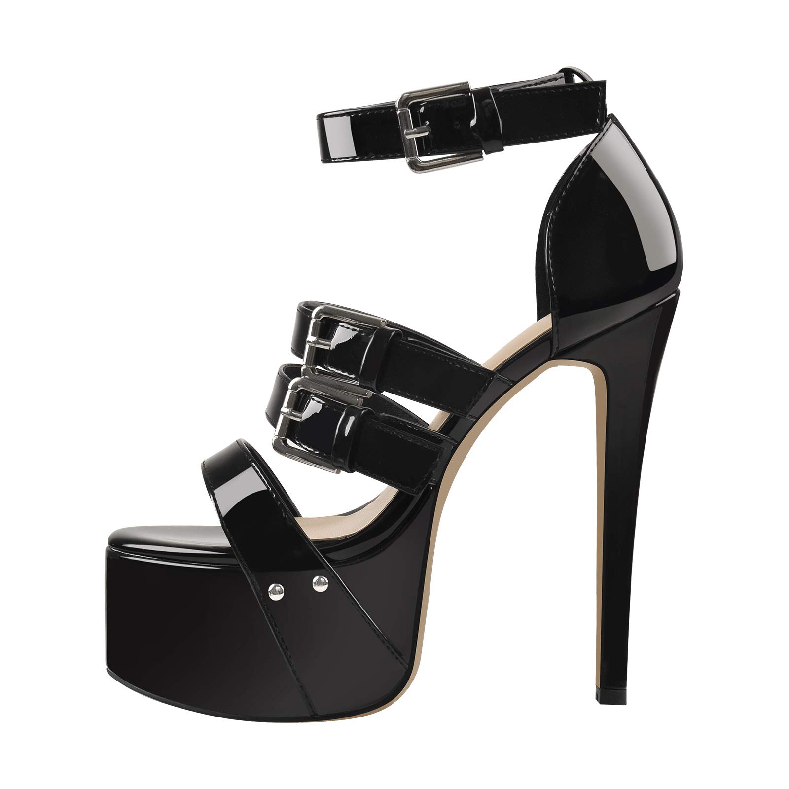 Photo 1 of VERISSON Women's Platform Heels Sexy Stiletto High Heel Sandals Comfort Party Club Stripper Evening Shoes Black Size 9.5