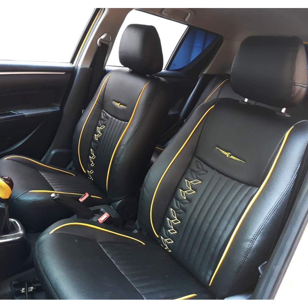 KIA Seltos Leather Seat Cover Trend Knight Black and Yellow Art Best