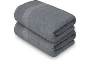 Textila Bath Sheets - 35x70 Inch Oversized 100% Cotton Towels, Super Soft, Highly Absorbent & Lightweight - Ideal for Everyday Use, Spa & Hotel (Grey - Pack of 2)