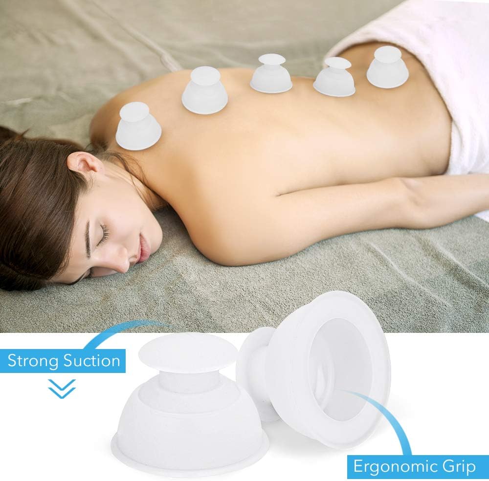 Silicone Cupping Therapy Sets Cups Massage,12pcs Professional Vacuum Cupping Anti Cellulite Suction Cup for Facial Body Massage,Deep Tissue,Myofascial Release,Pain Relief (White) - Image 4