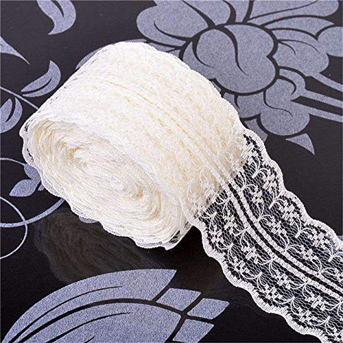 Embroid Lace Trim - 45mm Wholesale Beautiful 11yards Lace Ribbon Wide African Fabric Trim White Embroidered Trimmings - Print Lace White Fabric Cotton Lace White White 6yards Elastic Lace Fab