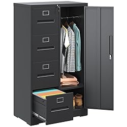 BIZOEIRON 4 Drawer File Cabinet with Lock and 1