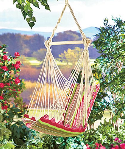 The Lakeside Collection Swinging Chair Hammock - Pink Stripe