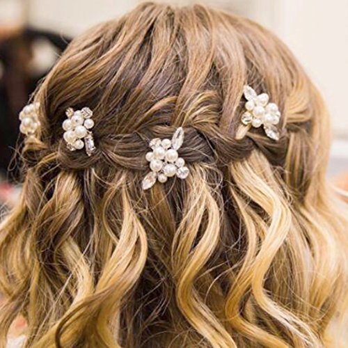 Yean Bridal Silver Hair Pins Set, Wedding Decorative Rhinestones Hair Pins for Women and Girls (Set of 3) - Thumbnail 7