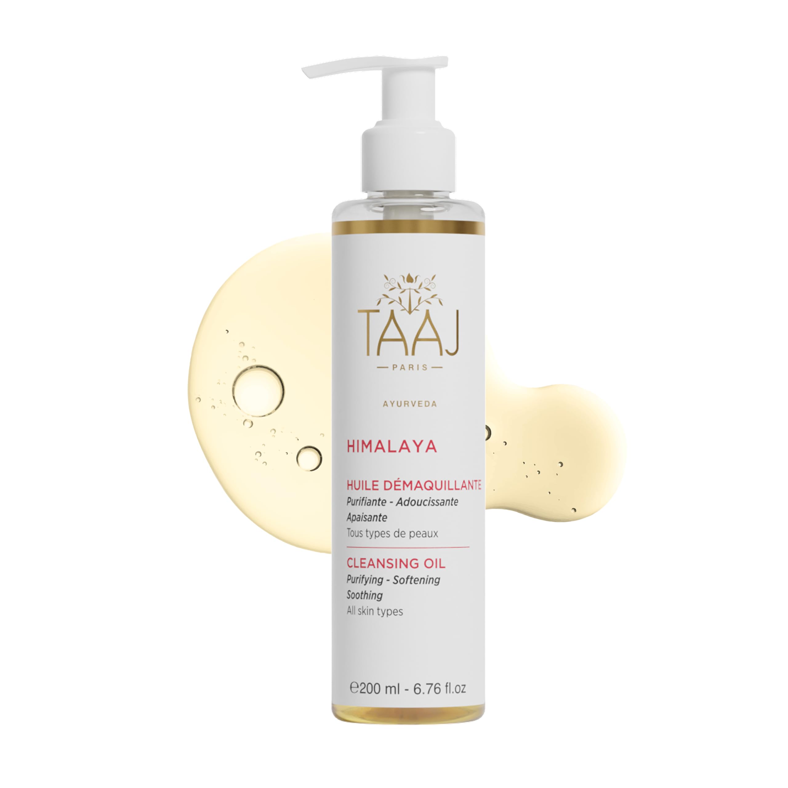 TAAJ | Make-up removal oil - HIMALAYA | Soft and melting | Deep cleansing and moisturising care | Cleanses and removes impurities | Clear, soft and soothed skin | All skin types | Vegan | 200 ml