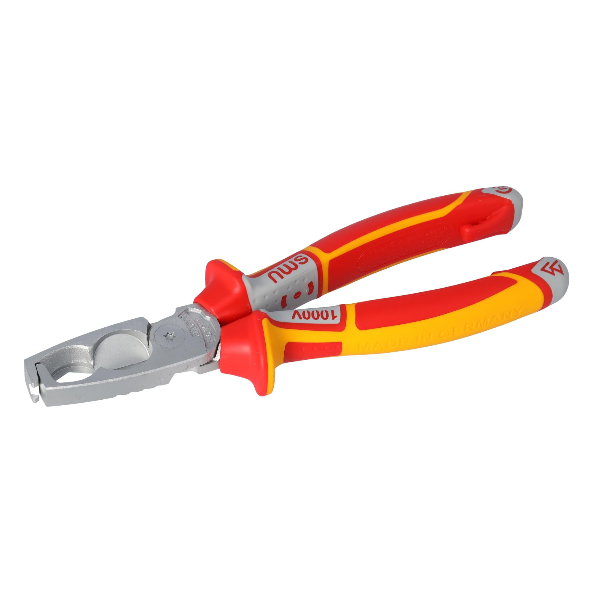 NWS 1451-49-VDE-180-SB 3k VDE 4-in-1 MultiCutter Wire Stripper, Silver/Red/Yellow