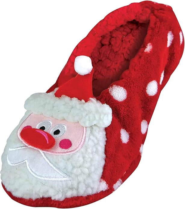 Womens/Ladies Knitted Comfy Indoor Novelty Santa Rudolph Christmas Slippers with Non Slip Sole