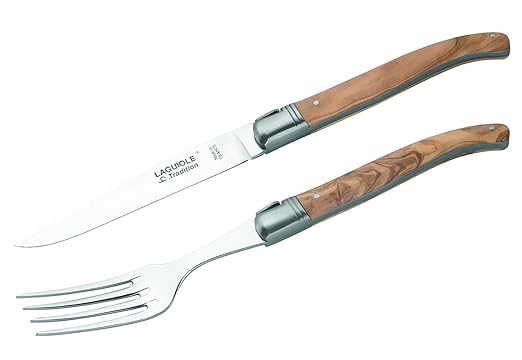 Laguiole Tradition Steakmesser mit Gabel, in Holzbox Tafelmesser