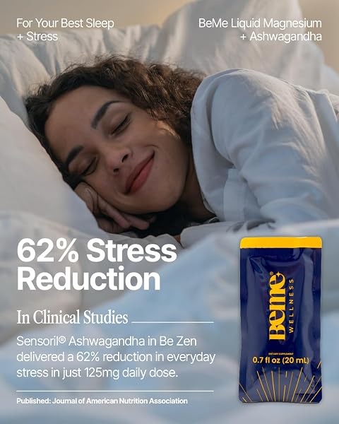 BEME MAGNESIUM DRINK FOR SLEEP – MELATONIN-FREE MAGNESIUM FOR SLEEP WITH ASHWAGANDHA, L-THEANINE & GABA – FAST-ABSORBING CALM PINEAPPLE – 15 SACHETS