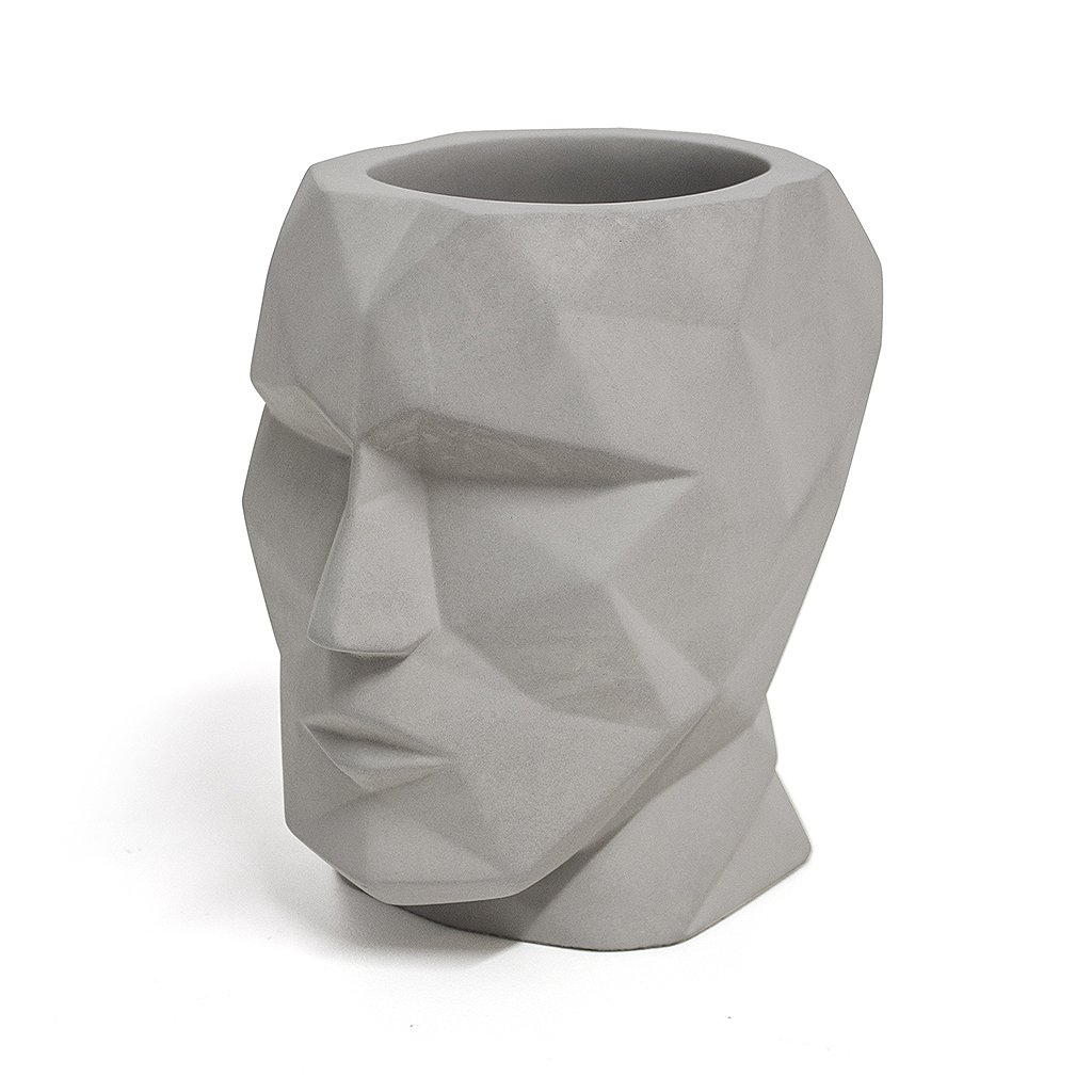 Balvi Pen holder The Head Gray colour Head shape Geometric silhouette Cement