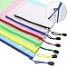 APLANET 12pcs 6-Sized Zipper Folder Mesh Document Pouches Storage Zipper Bag (6 Colors), Office Supplies, Travel Storage Bags