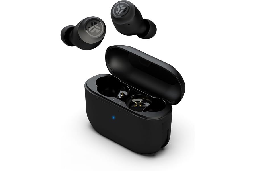 JLab Go Air Pop+ True Wireless Earbuds, in Ear Headphones, Bluetooth Earphones, 35H Playtime Ear Buds, Bluetooth Earbuds with Microphone, USB-C Charging Case, Dual Connect, EQ3 Sound, Black