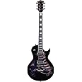 Leo Jaymz 24.75" Single Cut Curved Top Electric Guitar - with Cool Skull Graphic Design on Top (Skull)