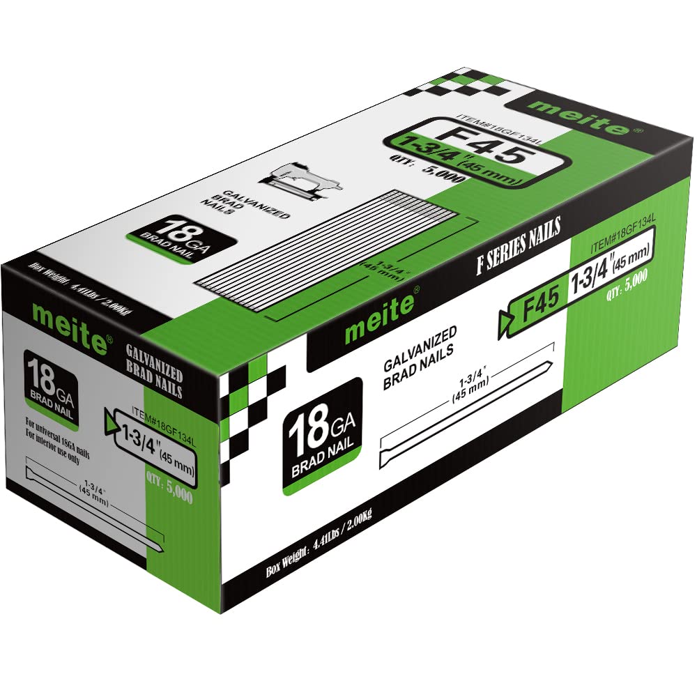 meite 18 Gauge Leg Length 1-3/4-Inch Galvanized Brad Nail (1 Large Box Pack)