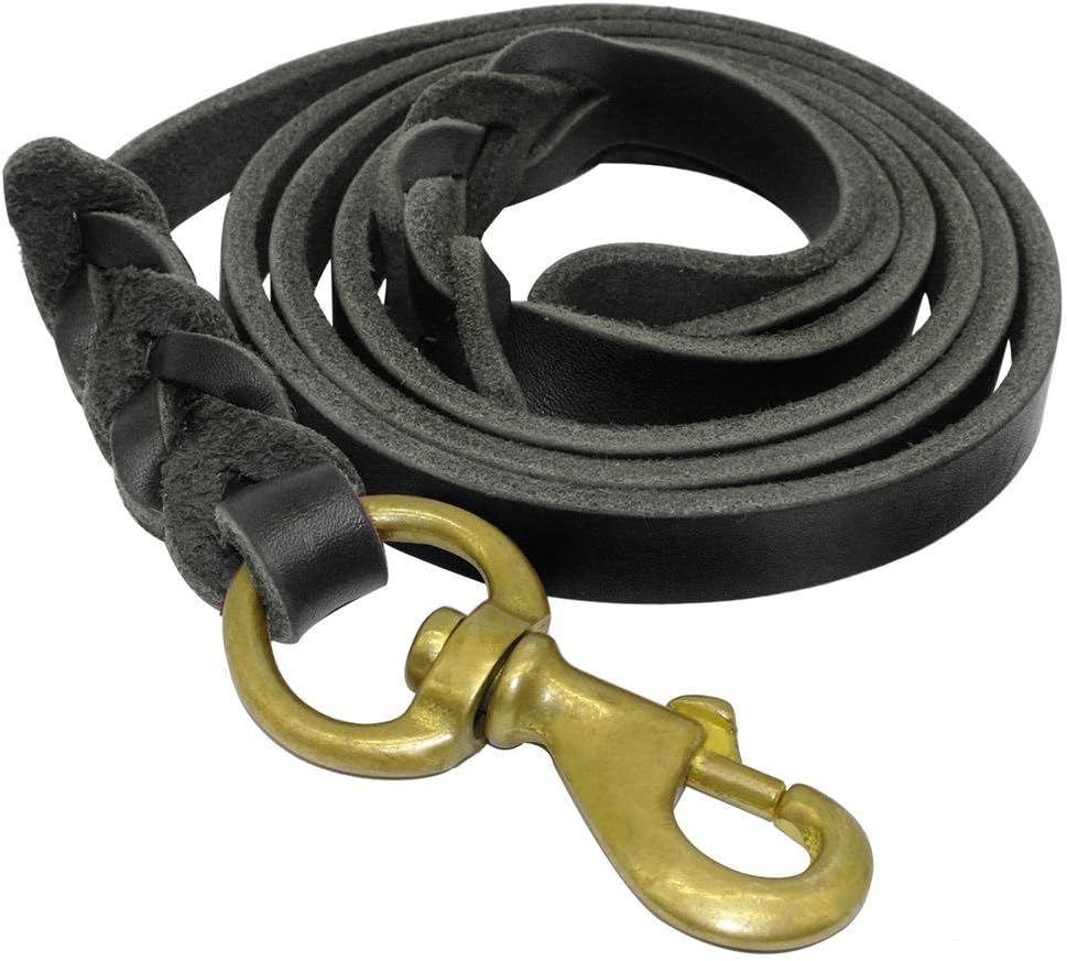 Real Leather Dog Leash K9 Walking Training Leads for German Shepherd 1.6cm width