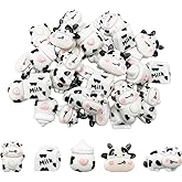 Suartus Cow Flatback Resin Beads Charms, 30Pcs Cute Cowhead Boxed Milk Cow Print Feeding Bottle Resin Flatback Charms for DIY Phone Case Scrapbooking Embellishment Crafts Jewelry Making Decor