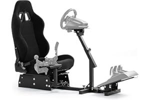 Anman G29 Racing Simulator Cockpit Steering Wheel Stand with Gaming Seat Adjustable Racing Sim Mount Fit for Logitech/Fanatec CSL DD/Thrustmaster T300 T248, Wheel Shifter Pedals NOT Included