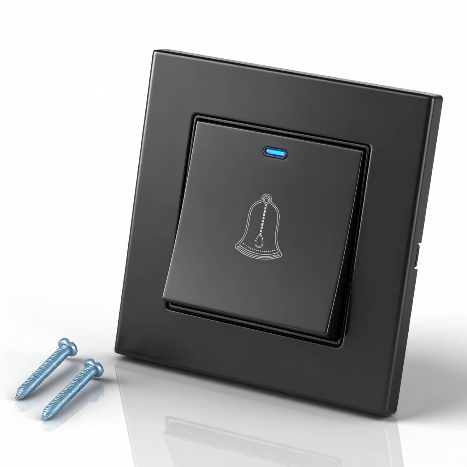 Telituny Doorbell Door Bell-Tempered Glass Panel Doorbell Wall Door Bell Switch Push Button 220~250V Home Hotel Devices