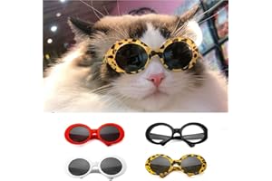 CheeseandU 4Pairs Funny Cute Dog Cat Fashion Sunglasses Alien Camo Retro Eye-wear Protection Puppy Cat Summer Beach Glasses P