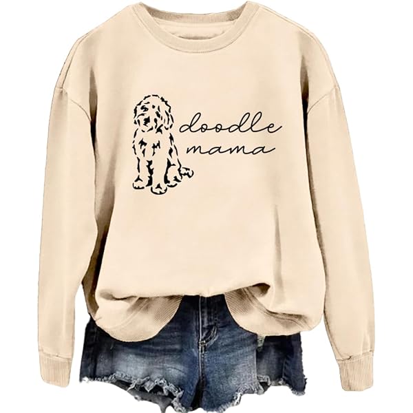 Doodle Mom Sweatshirt For Women - Dog Mama Graphic, Long Sleeve Crewneck, Casual Fall Winter Pullover Top