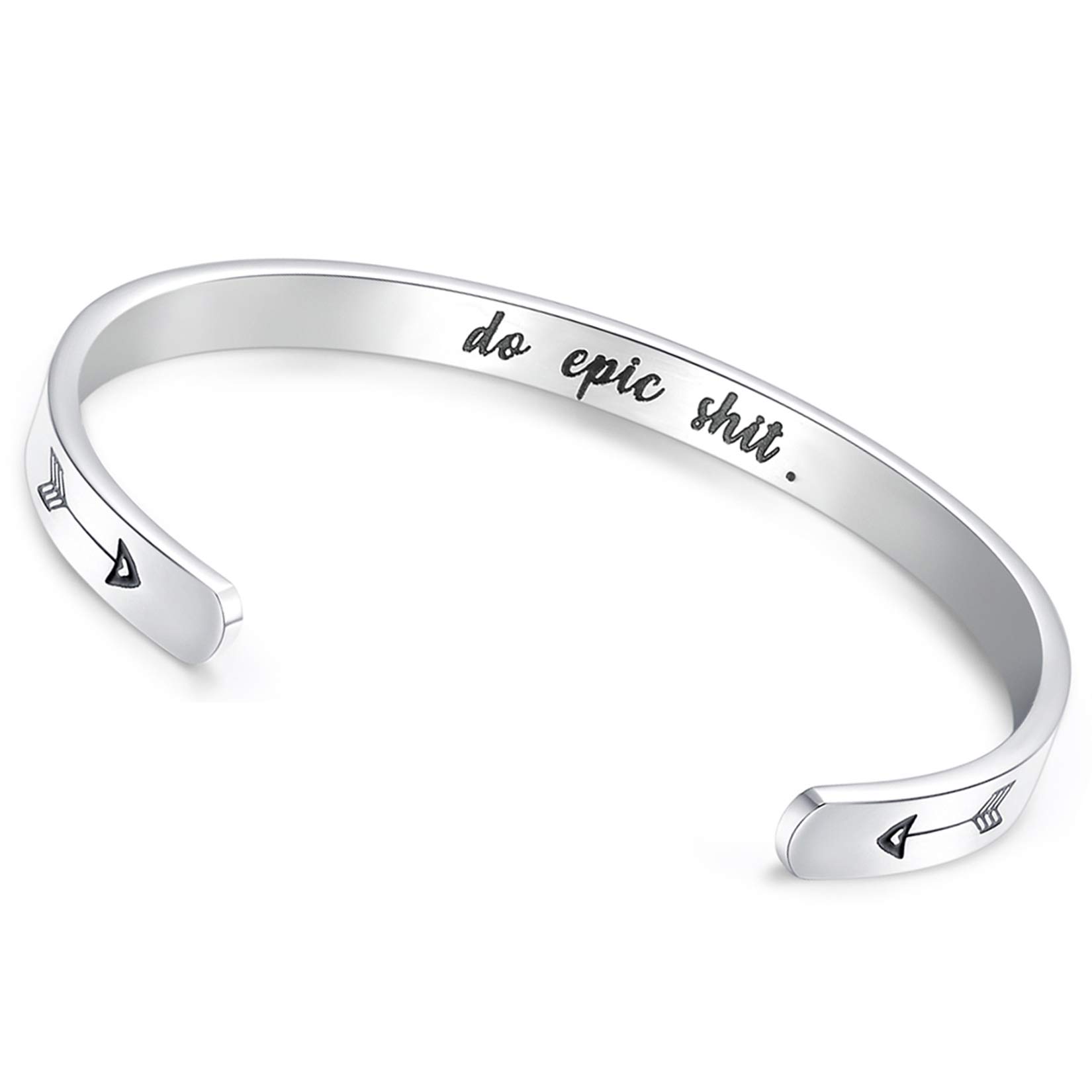 CERSLIMO Friendship Bracelet for Women - Inspirational & Motivational Cuff Bangle for Best Friend, Sister, Mother, Teacher Gifts & Birthday, Christmas Gifts - Do Epic Shit