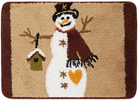 Country Snowman Soft Plush Bath Rug Anti-Skid Backing 18 x 25 Inches