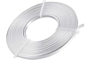 BENECREAT 32 Feet 5mm Wide Flat Jewelry Craft Wire 18 Gauge Aluminum Wire for Bezel, Sculpting, Armature, Jewelry Making - Silver Color