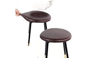 Sigmat Round Stool Covers, Stretch Waterproof 15"-20" Bar Stool Seat Cover Round Chair Covers Coffee 2 Pack