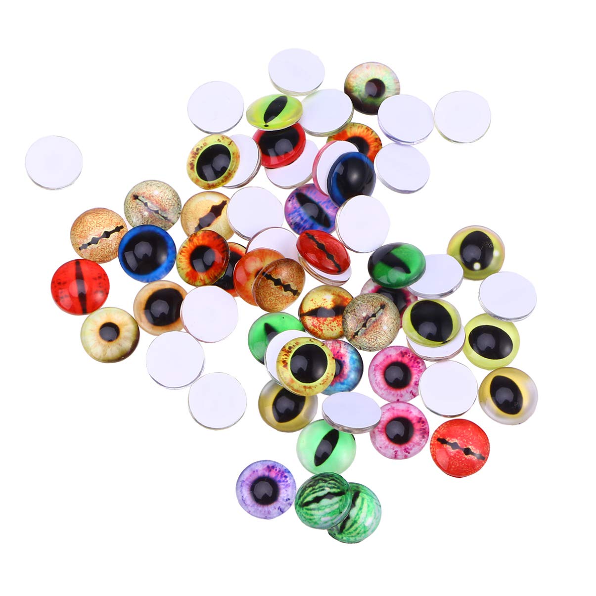 Artibetter 60pcs Glass Animal Eyes Dragon Eyes Glass Eye Cabochons Doll Toy Eyes for DIY Crafts Scrapbooking Jewelry Making 12mm Mixed Color