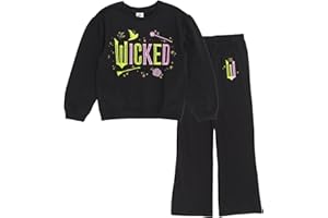 Wicked Girls Fleece Pullover Sweatshirt and Ribbed Flare Leggings Outfit Set Toddler to Big Kid Sizes (2T - 14-16)
