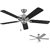 Hinkley Metro 52" Indoor Dual Mount Ceiling Fan, Traditional Style, Reversible Wooden Fan Blades, Brushed Nickel w/Matte Blac
