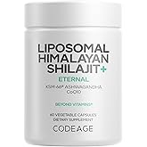 Codeage Liposomal Himalayan Shilajit+ Supplement - 500 mg Shilajit, KSM-66 Ashwagandha, CoQ10, Fulvic Ionic Minerals, Calcium, Magnesium, BioPerine - Liposomal Delivery - Non-GMO - 60 Capsules