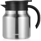 WYHVAND Small Insulated Coffee Carafe, 27 oz, Keeps Hot for 12H, Silver | Thermal Carafe, One-Hand Pour, Leakproof Lid, Anti-Slip Base for Personal Use