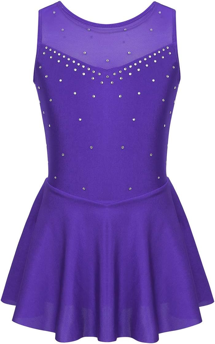 zdhoor Kids Girls Sleeveless Figure Ice Skating Dress Ballet Dance Leotard Skirts Twirling Competition Costumes