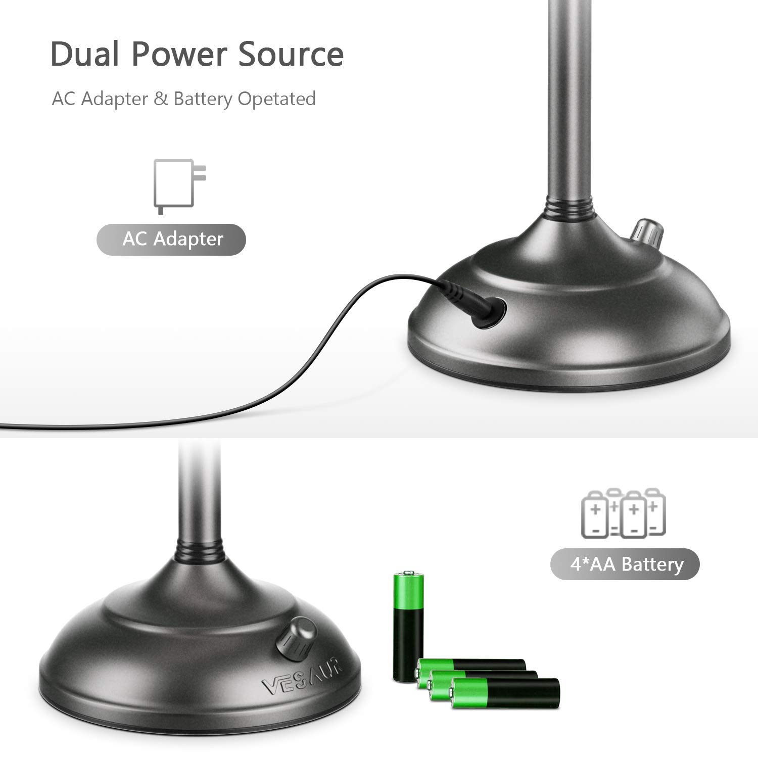 VESAUR Professional 10" [Large Tall Size] Lighted Makeup Mirror, 5X 2-Sided Magnifying Vanity Mirror with 48 Medical LED Lights, Senior Satin Nickel Cosmetic Mirror, Brightness Adjustable (0-1100Lux) : Beauty