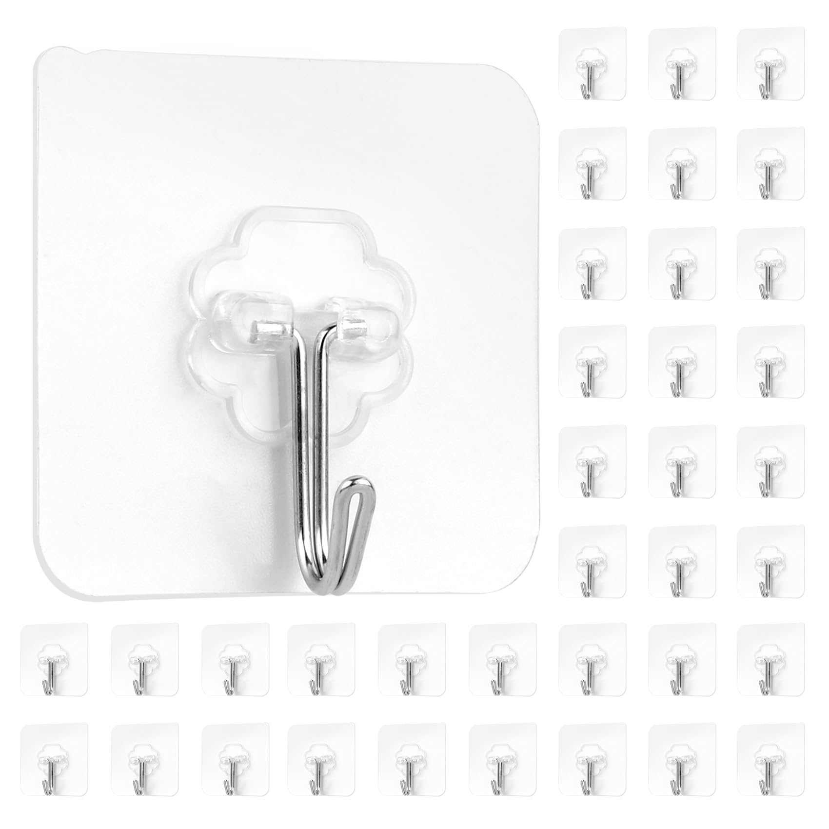 Photo 1 of Adhesive Hooks for Hanging,Adhesive Wall Hooks,36 Pcs15LB Sticky Hooks,Clear Hooks for Walls,Shower Hooks,Utility Hooks,Kitchen Hook