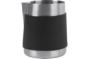 IKAPE Espresso Milk Pitcher, 15.04/450ml Milk Frothing Jug without Handle, Espresso Steaming Pitcher with Sharp Spout for Espresso Barista Tool(silver)