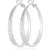 JEMARA Silver Hoop Earrings for Women Hypoallergenic 925 Sterling Silver Post Hoop Earrings Lightweight Thick Large Silver Hoop Earrings 30/40/50MM