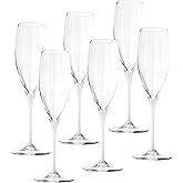 Barski Toasting Flute Glass - Champagne - Flutes - Set of 6 Crystal Glasses - Wedding Toasting Flutes - White Stem - 11 oz Made in Europe