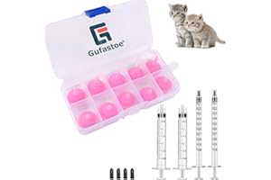 Gufastoe 10pcs Original and Mini Pink Nipples with Syringes for Pets and Wildlifes