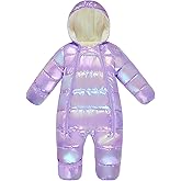 uideazone Baby Girls Boys Snowsuit Toddler Warm Hooded Snow Suit Infant Double Zipper Romper One Piece Puffer Coat 3-24M