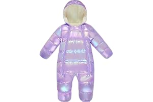 uideazone Baby Girls Boys Snowsuit Toddler Warm Hooded Snow Suit Infant Double Zipper Romper One Piece Puffer Coat 3-24M