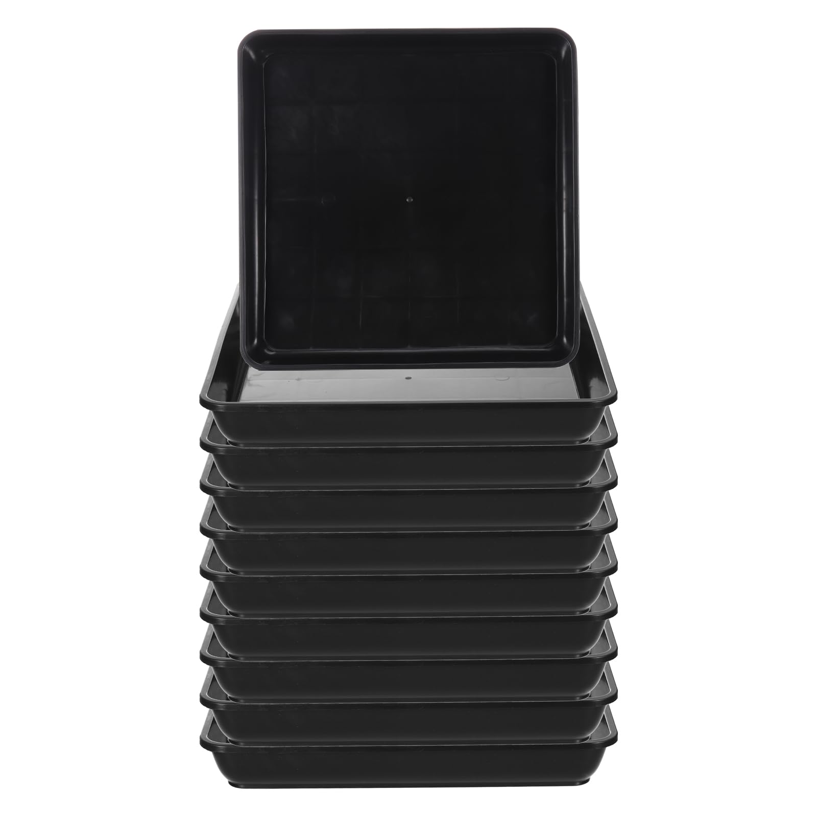 PATIKIL Plant Saucer Tray, 10 Pack 11 Inch Plastic Square Plant Saucer Flower Planter Drip Tray for Indoors Outdoors Patio Balcony, Black
