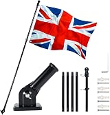 Foribyw Flag Pole Kit 6FT Wall Mount Stainless Steel Black Mounting Bracket view 1