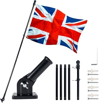 Foribyw Flag Pole Kit 6FT Wall Mount Stainless Steel Black Mounting Bracket