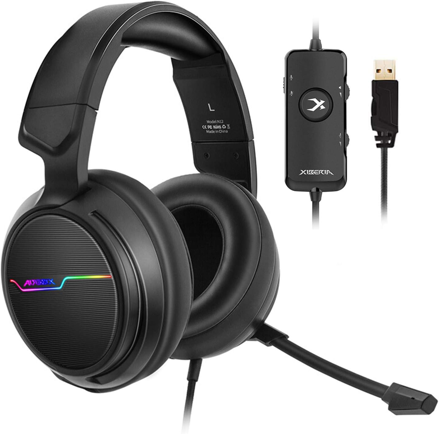 XIBERIA V20U Gaming Headset with USB Port and 7.1 Surround Sound , LED