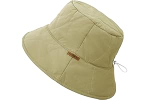 Sukeen Winter Bucket Hat Women Men Lightweight Cotton Filled Warm Hat Waterproof Adjustable Fisherman Hat for Hiking, Travel