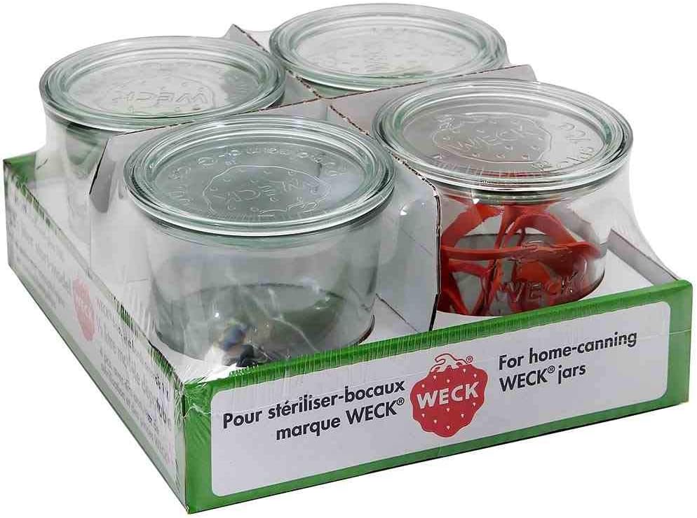 WECK Glass Jars with Rings and Clamps 0.5 Litres (Set of 4) Amazon.co