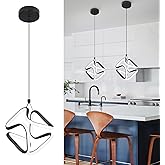 Vloitgol Black Led Pendant Light Fixtures,6000K Cool White Modern Pendant Lights for Kitchen Island,Adjustable Kitchen Island